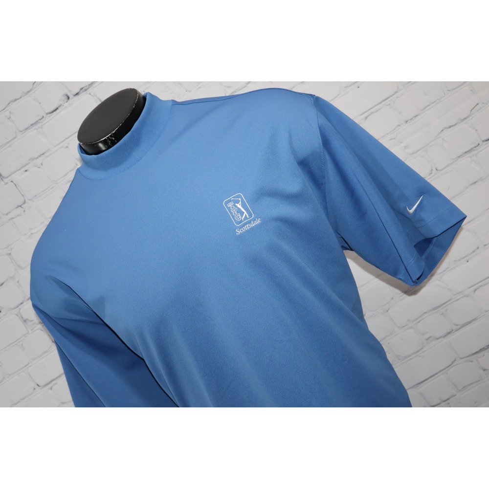 Nike Golf Shirt Men XXL Blue TPC Scottsdale Mock Turtle Neck Fit Dry Performance